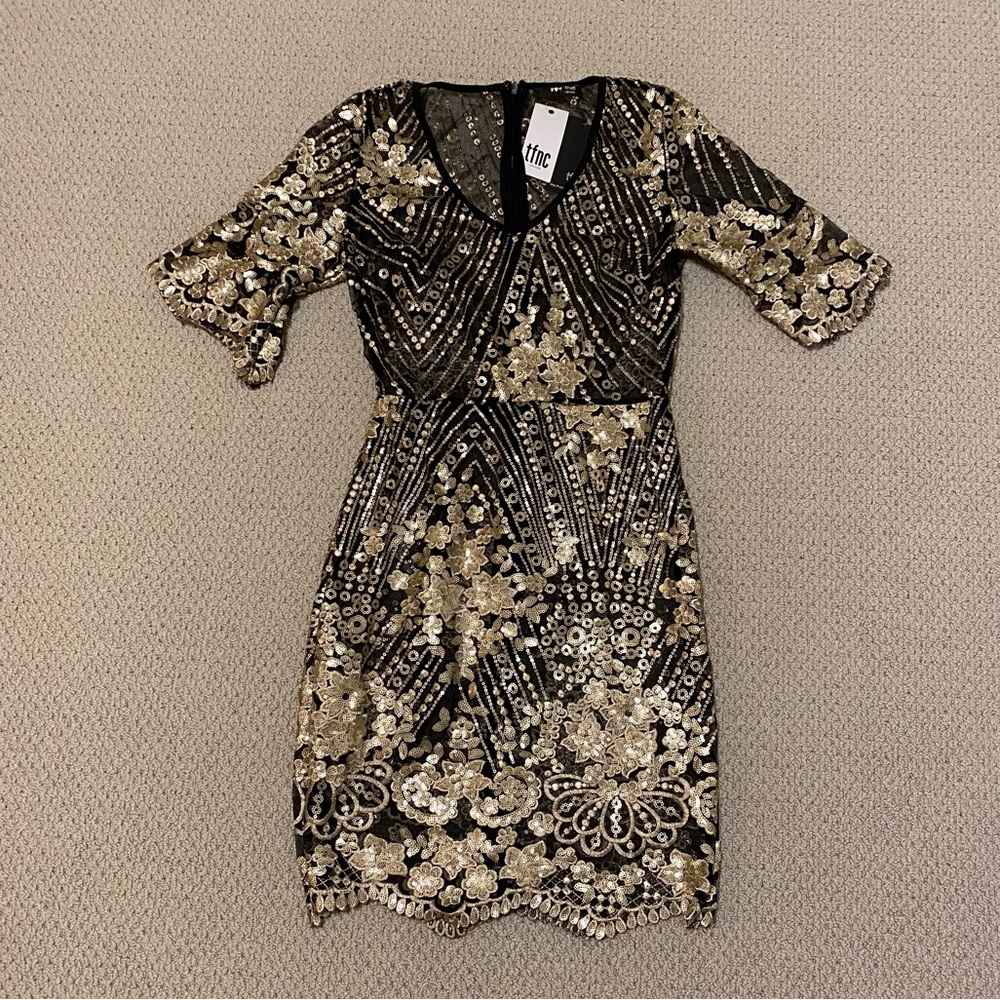 Gold sequin mini dress NWT